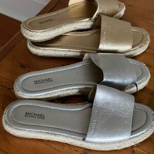 Michael Kors Metallic Espadrille Slides